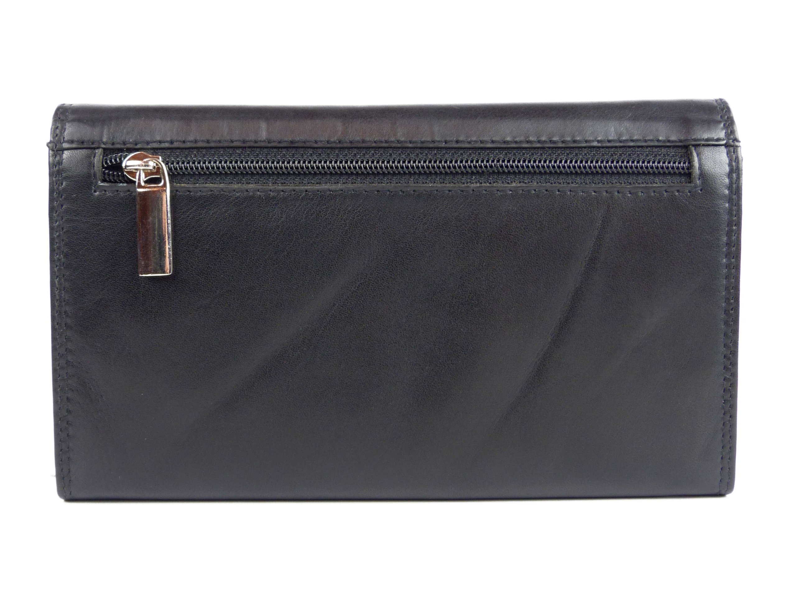 London Leathergoods Women's Flap Over Wallet - Genuine Leather Dark Brown for Everyday Use & Travel