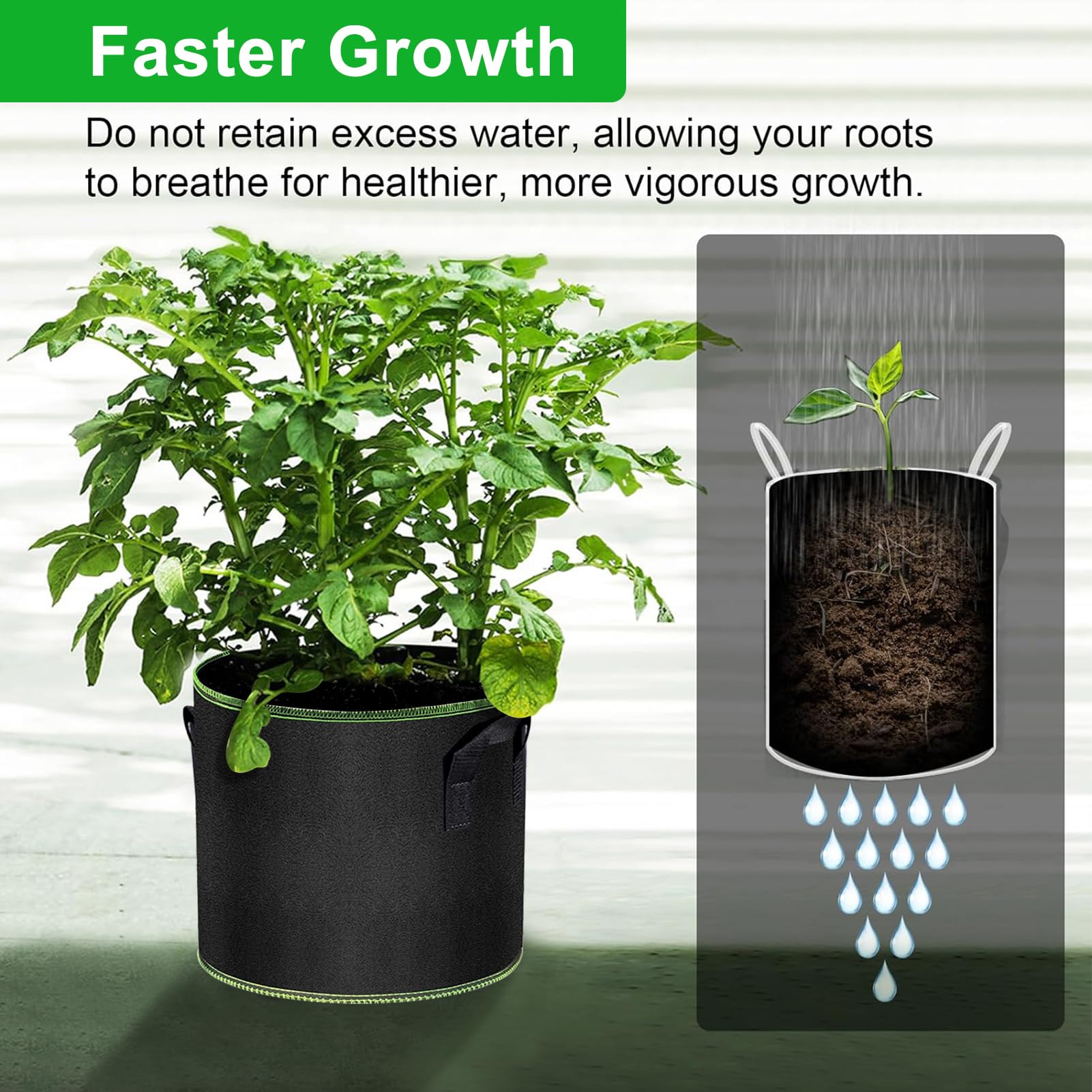 **5 Gallon Thickened Fabric Grow Bags - 12 Pack Large Plant Pots for Vegetables, Herbs & Flowers - Durable Aeration Containers for Gardening, Balcony & Indoor Planting**