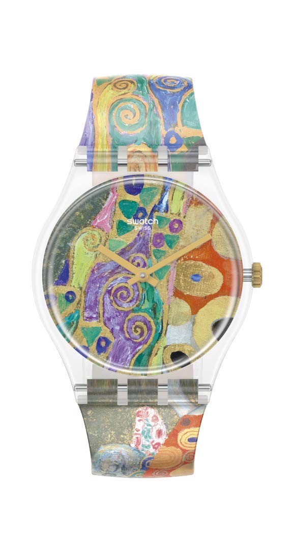 Swatch Hope II by Gustav Klimt - Orange Art Watch | Stylish Unisex Timepiece for Everyday Wear & Fashion Accessories