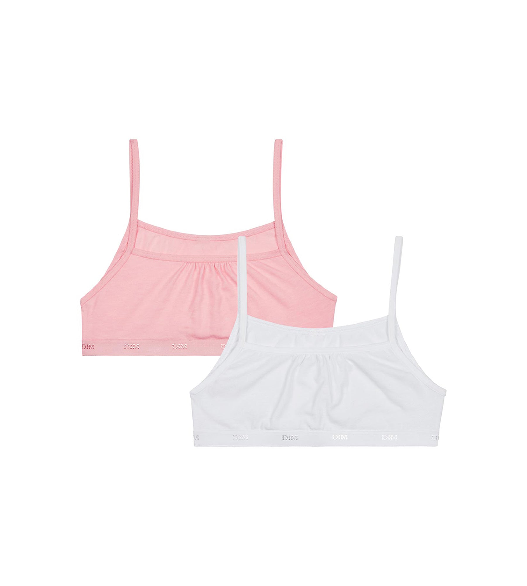 2 Pack Girls Cotton Stretch Sports Bras - Rose & White with Pockets | Comfortable & Breathable for Active Play, School & Everyday Wear