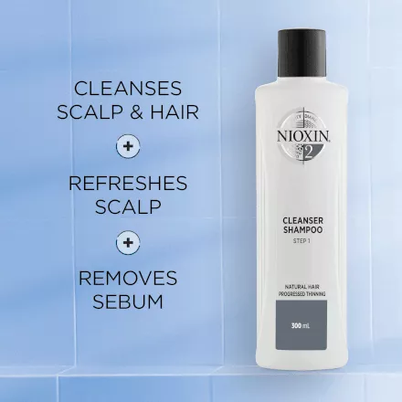 Nioxin System 2 Cleanser Shampoo for Natural Hair with Progressive Thinning - 10oz | Volumizing & Strengthening Treatment for Thinning Hair | Daily Use for Healthier, Fuller-Looking Hair