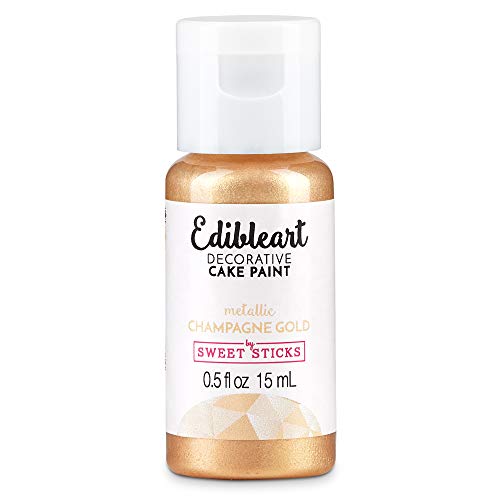 Sweetsticks Metallic Champagne Gold Edible Cake Paint 15ml - Food Safe Icing Paint for Decorating Cakes, Cookies, Cupcakes & Desserts - Perfect for Birthday Parties, Weddings & DIY Baking Projects