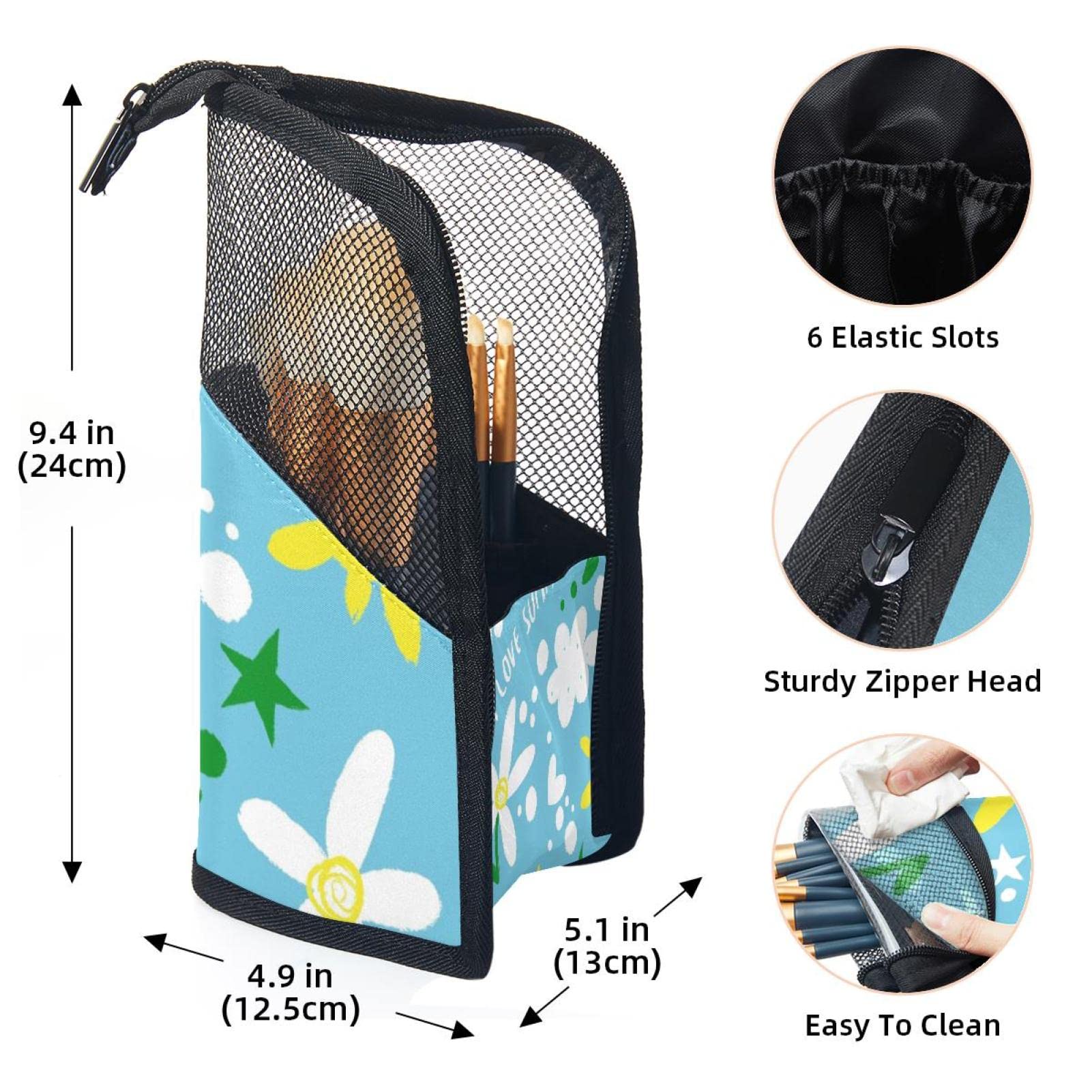12-Piece Makeup Brush Organizer Bag with Floral Design - Portable Cosmetic Brush Holder Case for Travel & Home Storage | Love Summer Floral Pattern