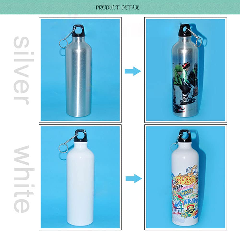 60pcs 500ml White Blank Aluminum Sports Water Bottles for Sublimation Printing - Heat Press Customizable Water Bottles for Gym, Hiking & Outdoor Activities