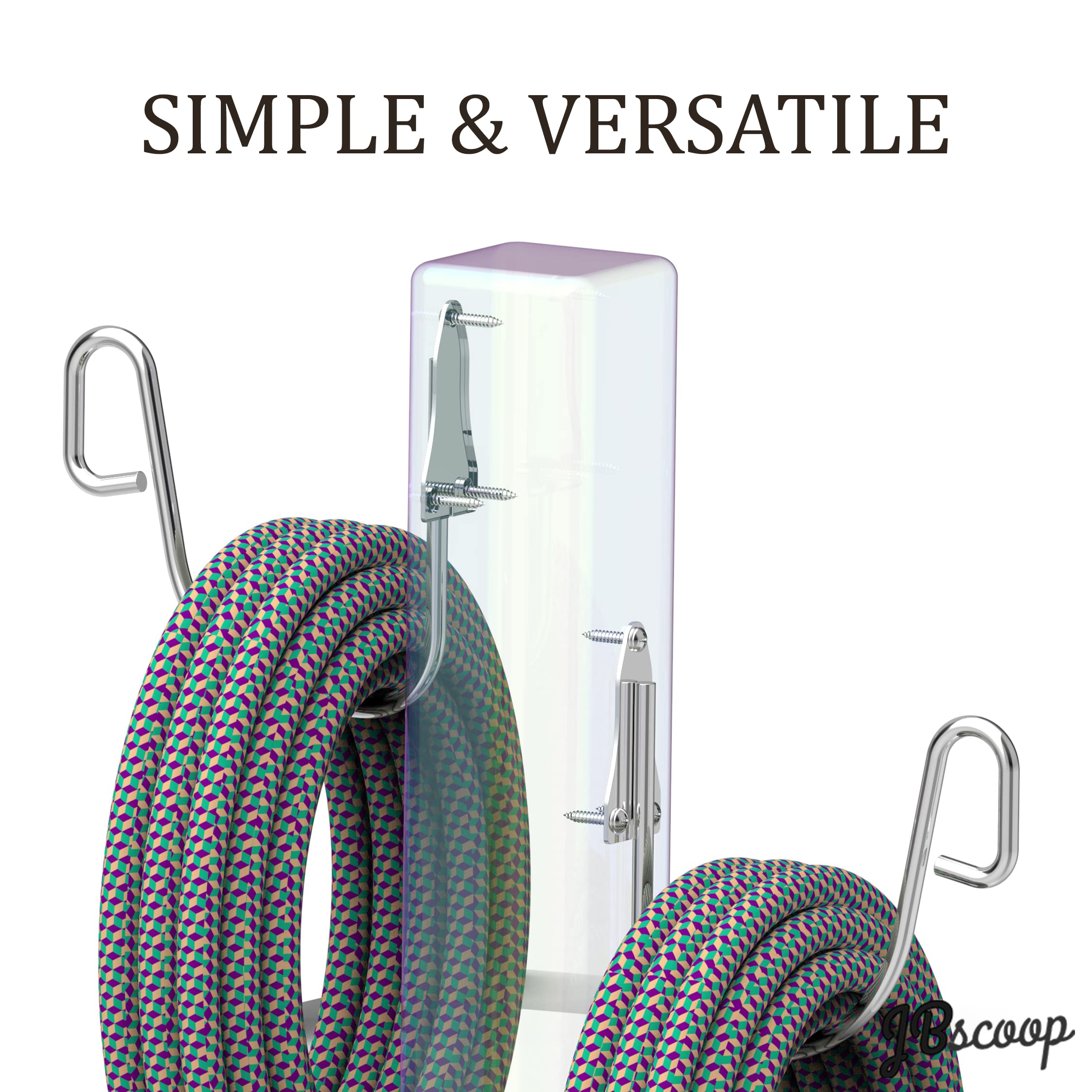 Stainless Steel Garden Hose Hook 2 Pack - Heavy Duty Wall Mount Hanger for Water Hose, Extension Cords & Air Compressor Hose - Rust Proof Outdoor Organizer for Garage, Yard & Garden Storage