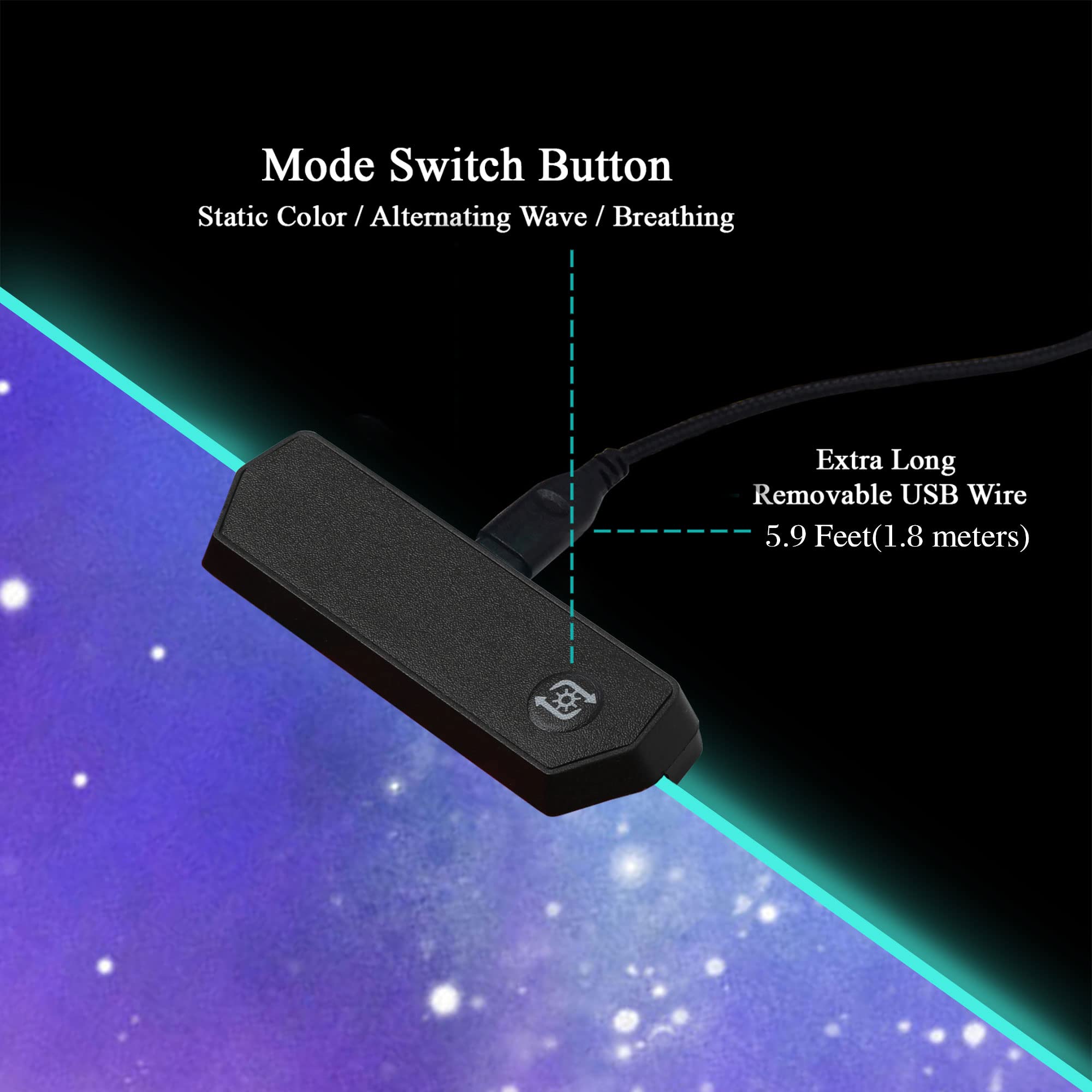 Meffort RGB Gaming Mouse Pad - XXL LED Mouse Mat with Custom Design, Stitched Edges (31.5 x 11.8 Inch, Galaxy Universe) for PC, Laptop & Gaming Setup | Perfect for Gamers & Office Work