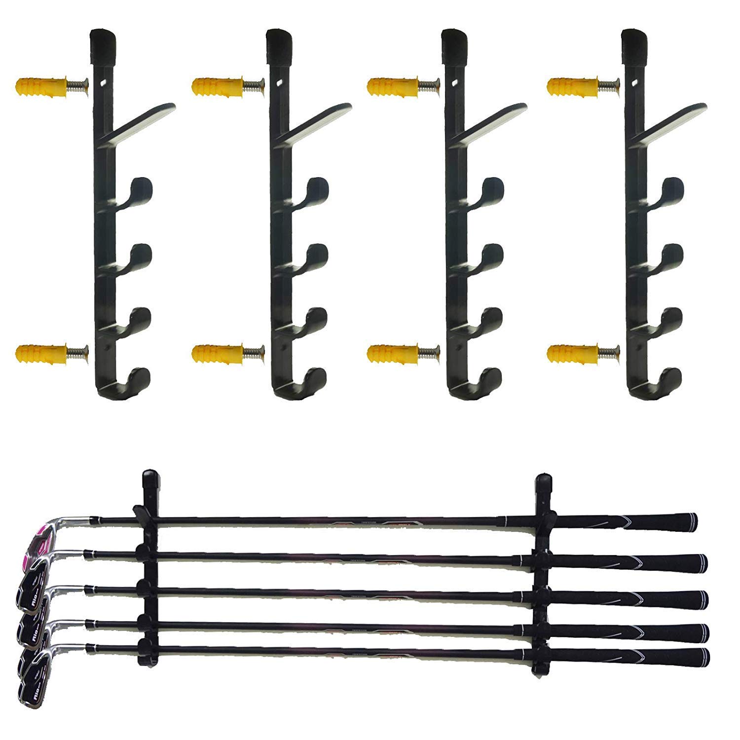 Premium Golf Club Wall Mount Rack - Horizontal Golf Club Storage Organizer for Drivers & Putters - Holds up to 10 Clubs - Perfect for Home, Office & Pro Shop Display
