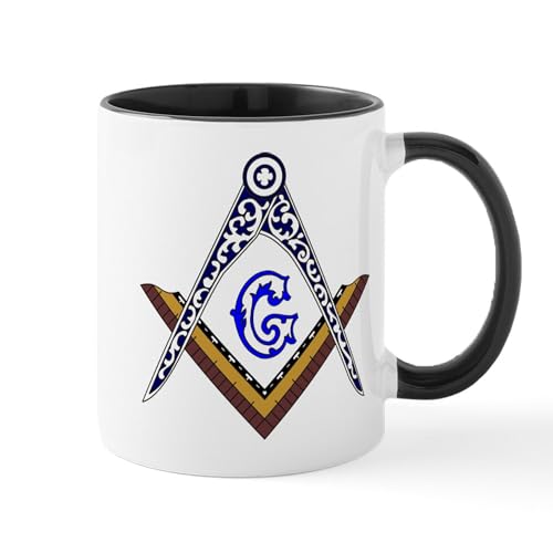 White/Black Inside - Masonic Square And Compass Mug