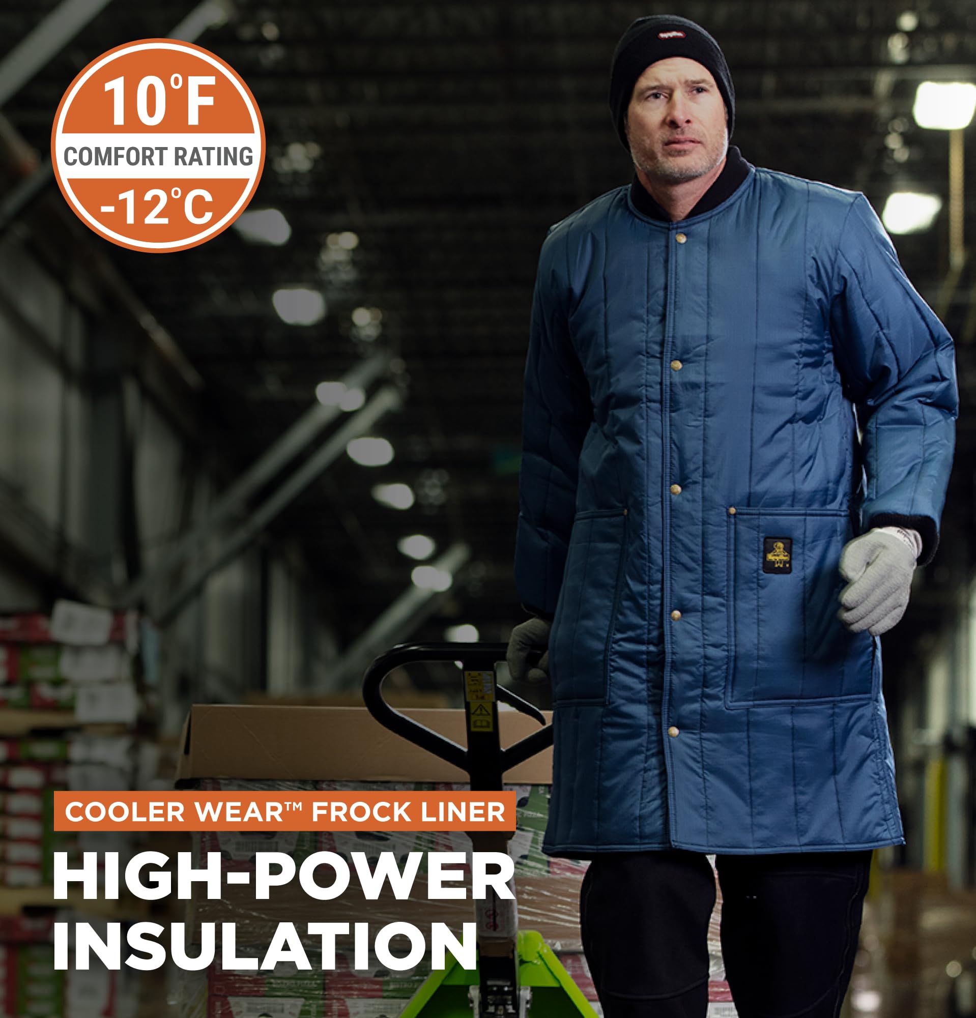RefrigiWear Cooler Wear Frock Liner - Insulated Workwear with 10°F Comfort Rating for Cold Storage, Freezer Work & Outdoor Winter Jobs