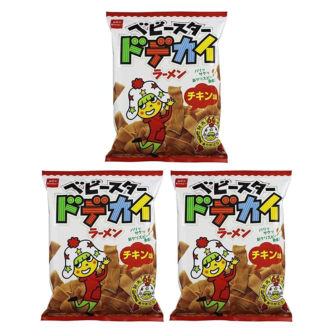 Baby Star Dodekai Ramen Chicken Flavor 2.6oz (3-Pack) | Authentic Japanese Instant Noodles Snack | Perfect for School Lunches, Office Snacks & Late Night Cravings