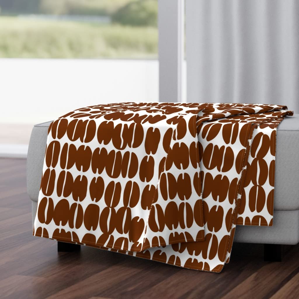 Luxe Velvet Throw Blanket 50x70 Inches - Coffee Beans Coding Veera Pfaffli Brown Print Soft Cozy Blanket for Bed, Couch & Home Decor | Perfect for Gift, Winter & Fall Season