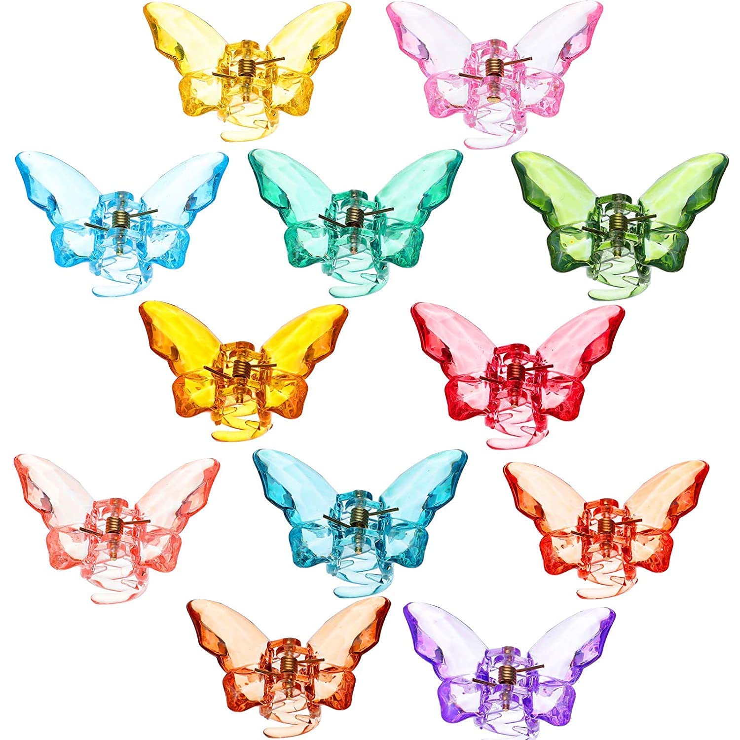 Butterfly Hair Claw Clips - Transparent Crystal Non-Slip Jaw Clips for Women, 3-Pack Small Multicolor Hair Accessories (Gift Idea) - Perfect for Parties, Weddings & Everyday Styling