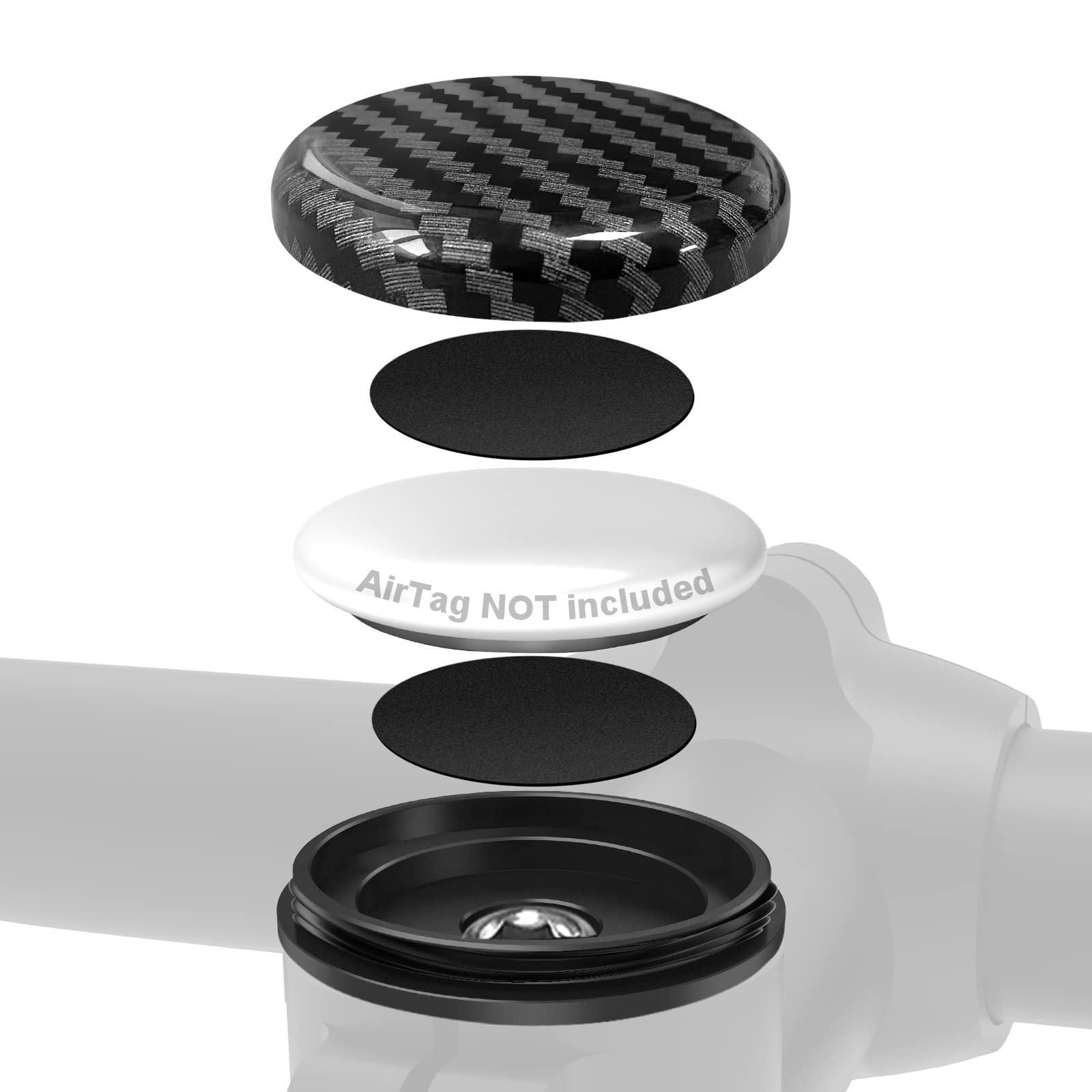 NICEDACK Hidden AirTag Bike Mount - Waterproof Anti-Theft Bicycle Tracker Holder for Mountain Bikes (31.8mm A-Headset, Carbon Pattern) | Perfect for MTB Security & Outdoor Cycling Protection