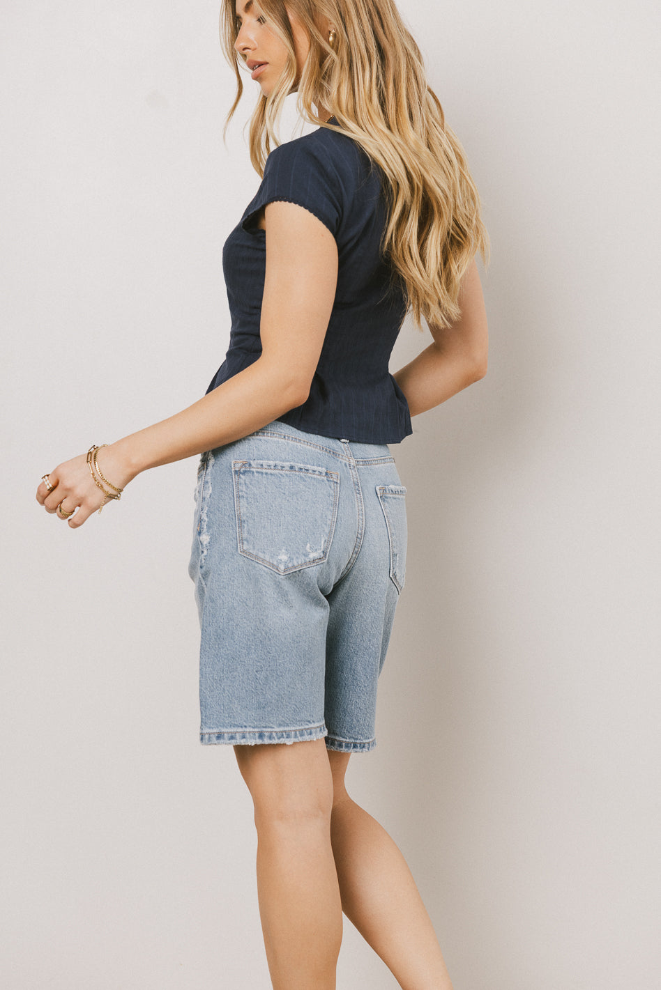 Lillian Distressed Denim Shorts for Women - High Waisted Ripped Jeans Shorts with Stretch | Perfect for Summer, Beach, and Casual Outfits