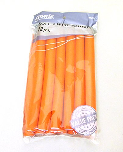7'' Long Soft Twist Rollers Orange - 12 Pack for Hair Curls & Styling | Professional Hair Stylist Tools for Long, Short, Wavy & Curly Hair | Lightweight & Flexible Rollers for Salon & Home Use
