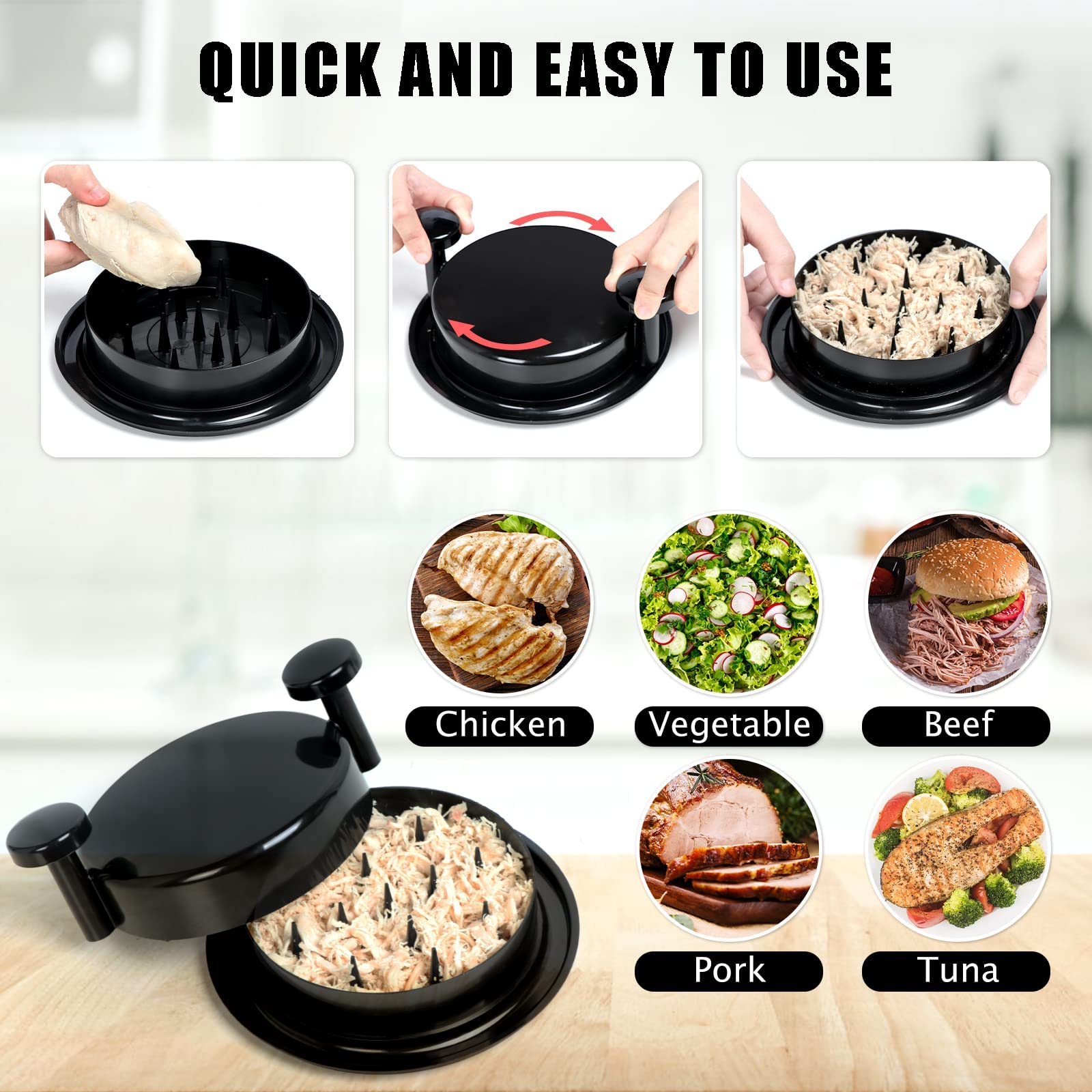 Premium Chicken Shredder Tool - Ergonomic Meat Shredder for Pork, Beef & Chicken with Non-Slip Handle | Dishwasher Safe & Easy to Clean | Perfect for Pulled Pork, Tacos, Sandwiches & Meal Prep