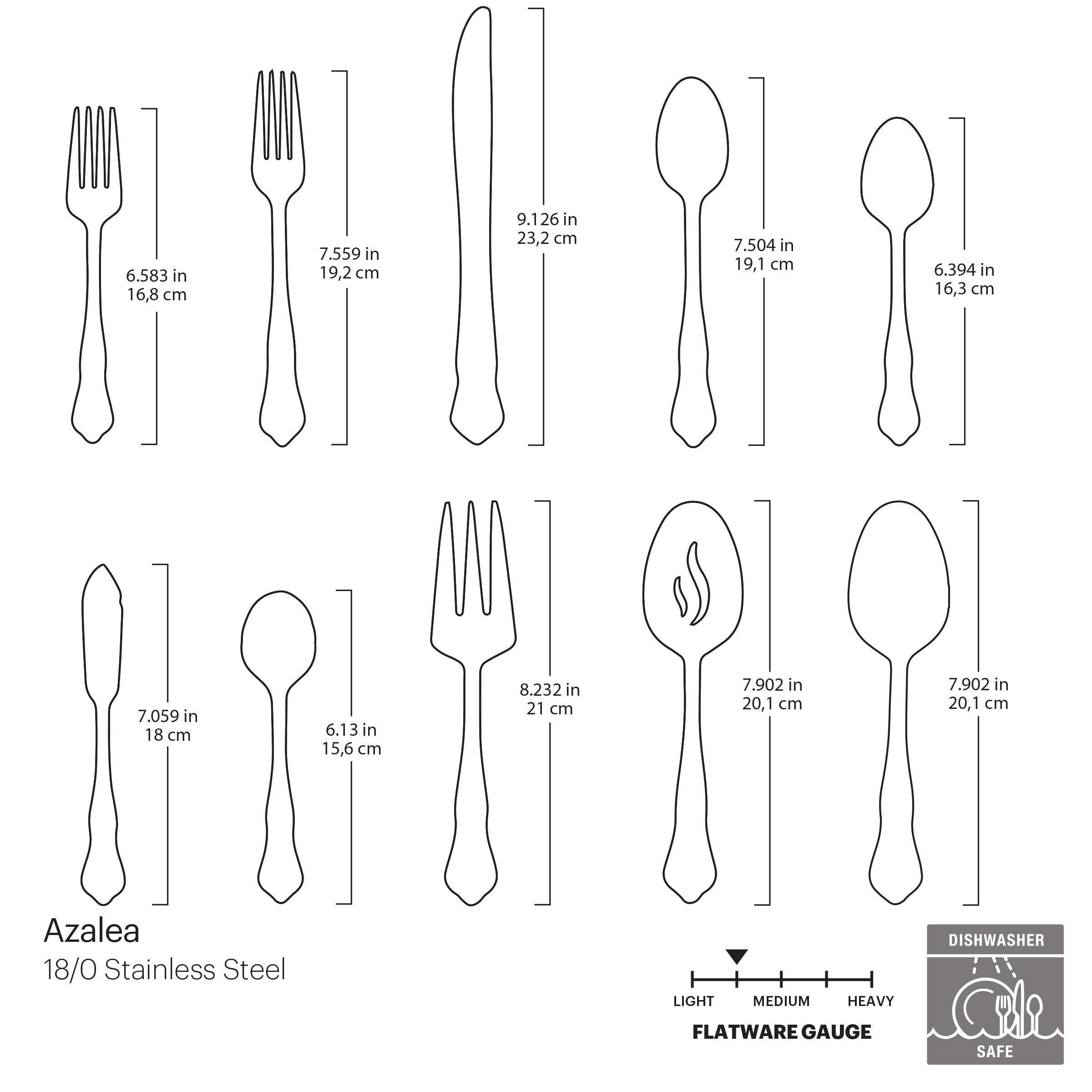 Azalea 45-Piece Stainless Steel Flatware Set - Elegant Silverware for Dinner Parties, Weddings & Everyday Dining