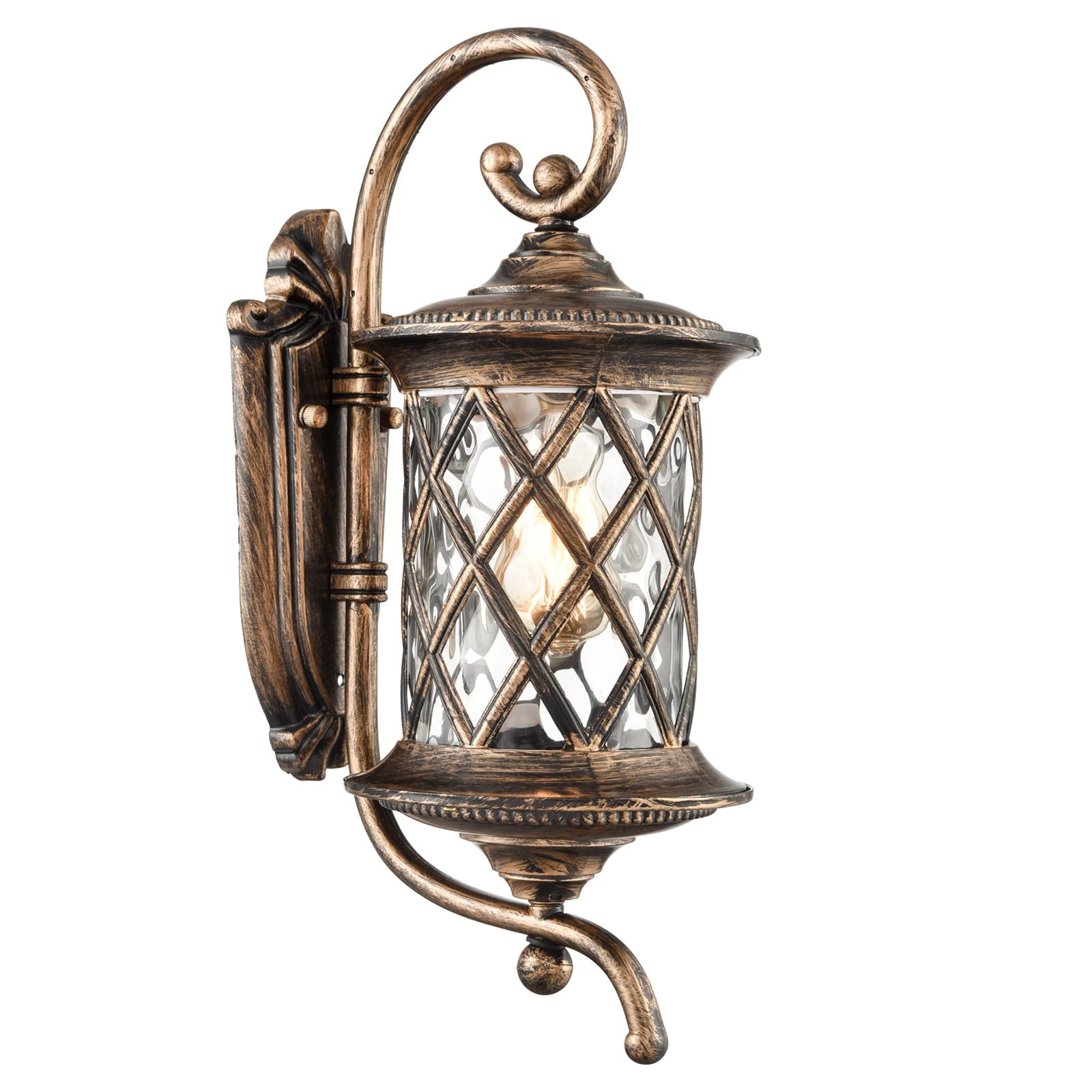 Vintage Outdoor Wall Lights - Water Glass Exterior Sconce Lighting Fixtures for Porch, Patio & Garden (Weatherproof & Energy Efficient)
