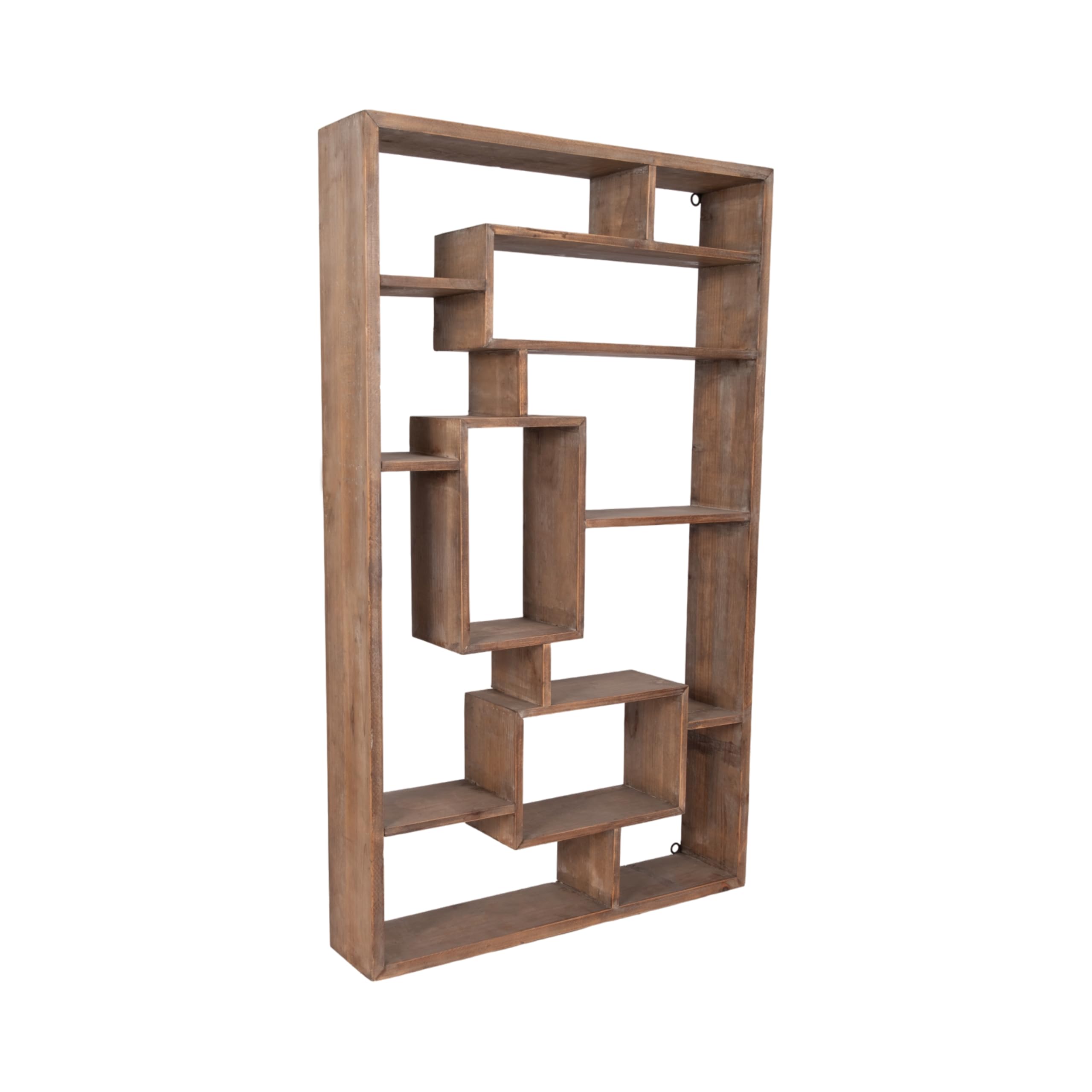 Sagebrook Home Wooden Geometric Wall Shelf - Modern Floating Shelves for Living Room, Bedroom, Bathroom - Handmade Rustic Decor for Home & Office Organization