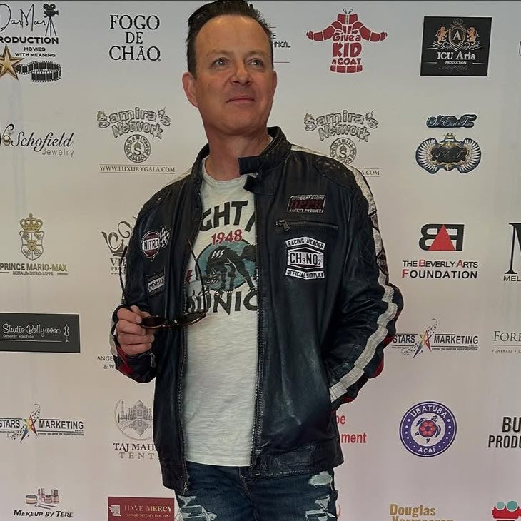 Men's Vintage Racer Jacket with Embroidered Patches & Striped Details - Perfect for Motorcycle Riding, Casual Outfits & Streetwear Fashion