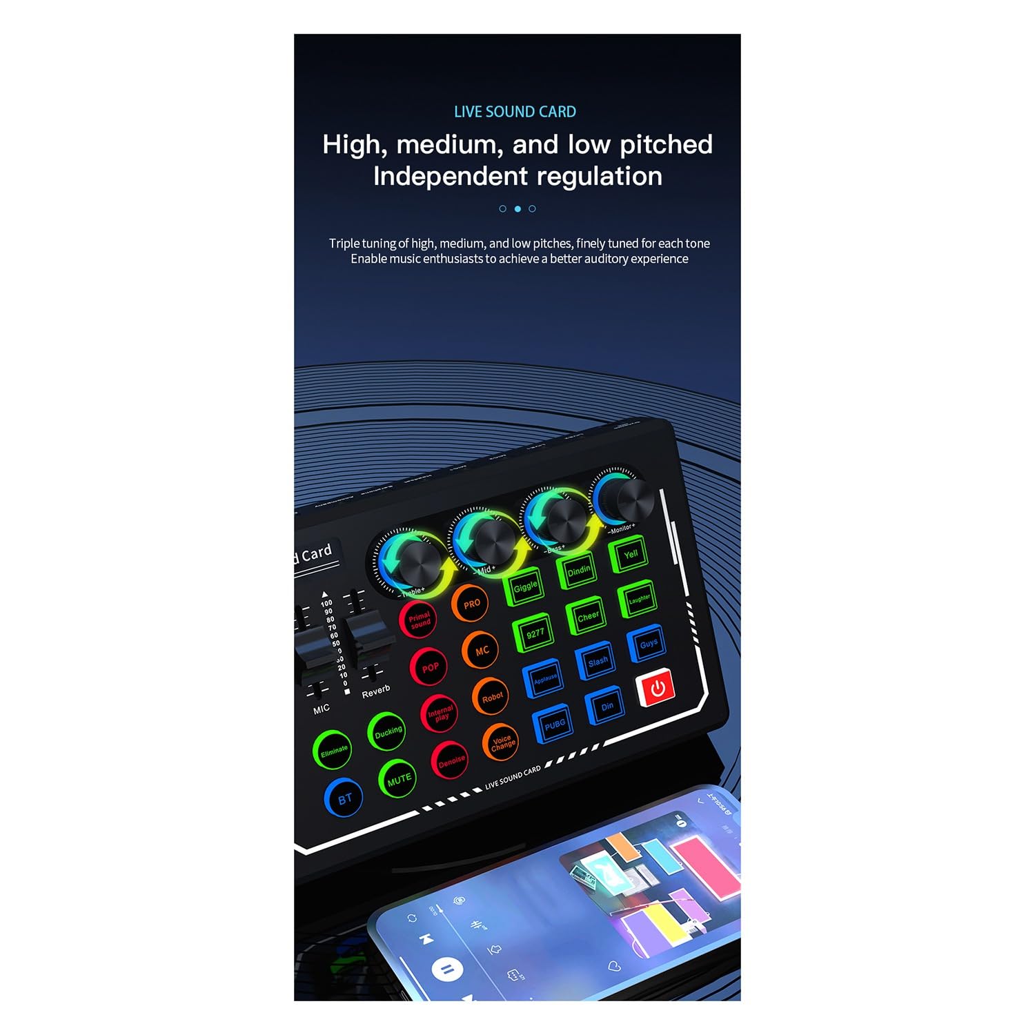 MRNHA V88 USB Audio Mixer - External Sound Card with Headset & Microphone for Live Streaming, PC & Mobile - Black | Perfect for Podcasting, Gaming & Online Meetings