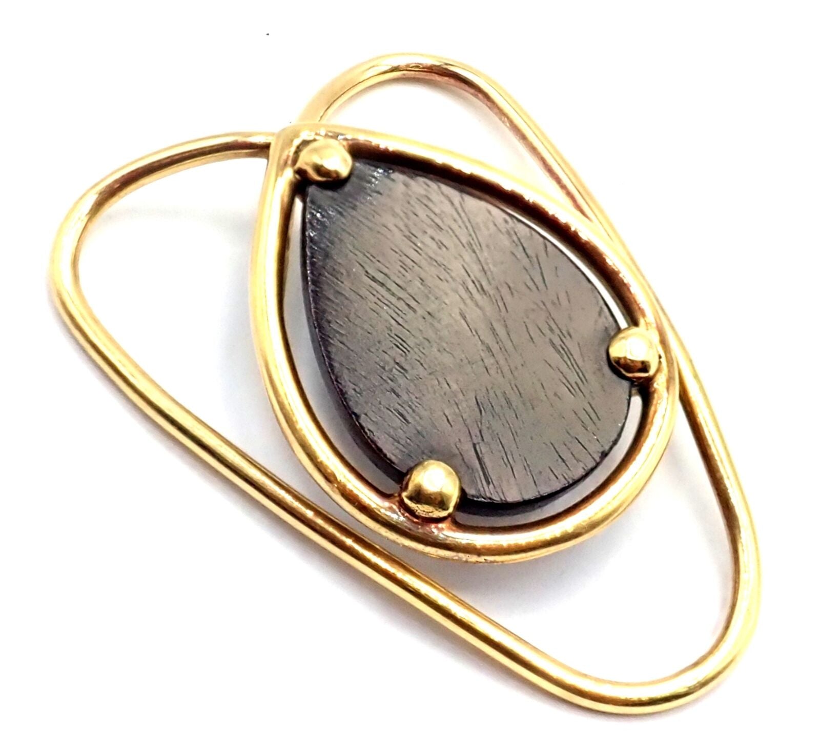 Authentic Van Cleef & Arpels 18k Yellow Gold LetterWood Money Clip - Vintage Luxury Money Clip for Cash & Credit Cards - Perfect for Gifts, Weddings & Business Professionals