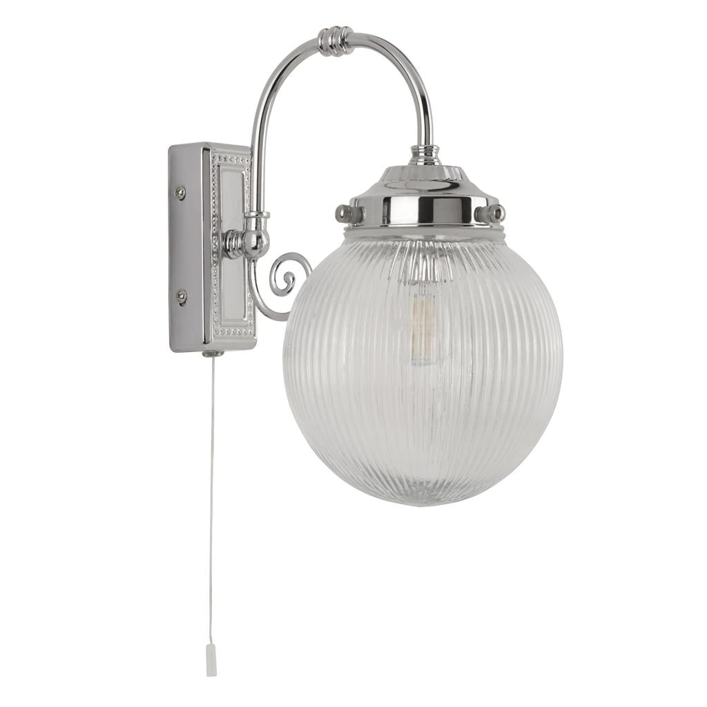 Belvue IP44 Waterproof Bathroom Wall Light - Chrome Finish & Acid Glass Shade - Perfect for Bathroom, Vanity, and Powder Room Lighting