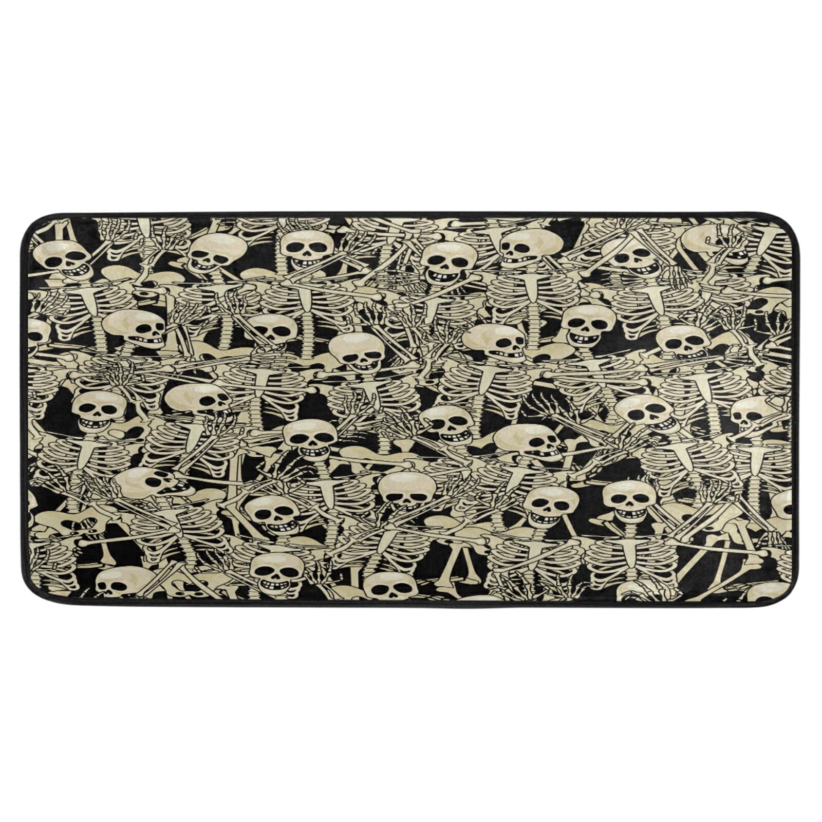 **Gothic Skull Skeletons Kitchen Rug - Washable Non-Slip Anti-Fatigue Cushioned Standing Mat, 39