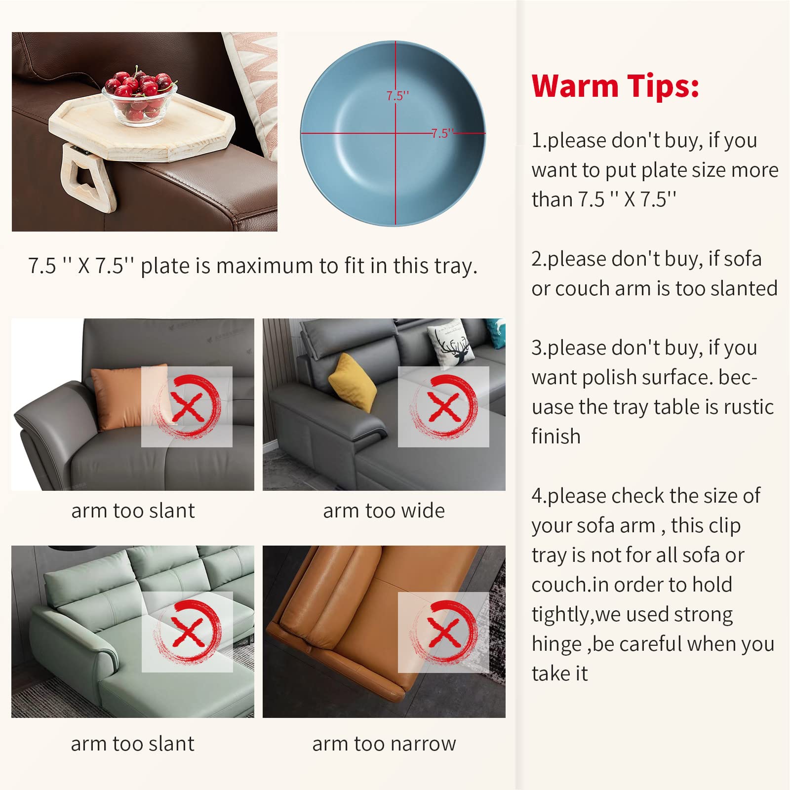 Armchair Clip Tray - Foldable Sofa Tray Table with Cup Holder for Remote Control, Phone, Drinks & Snacks | Perfect for Living Room, Bedroom & Home Theater Relaxation