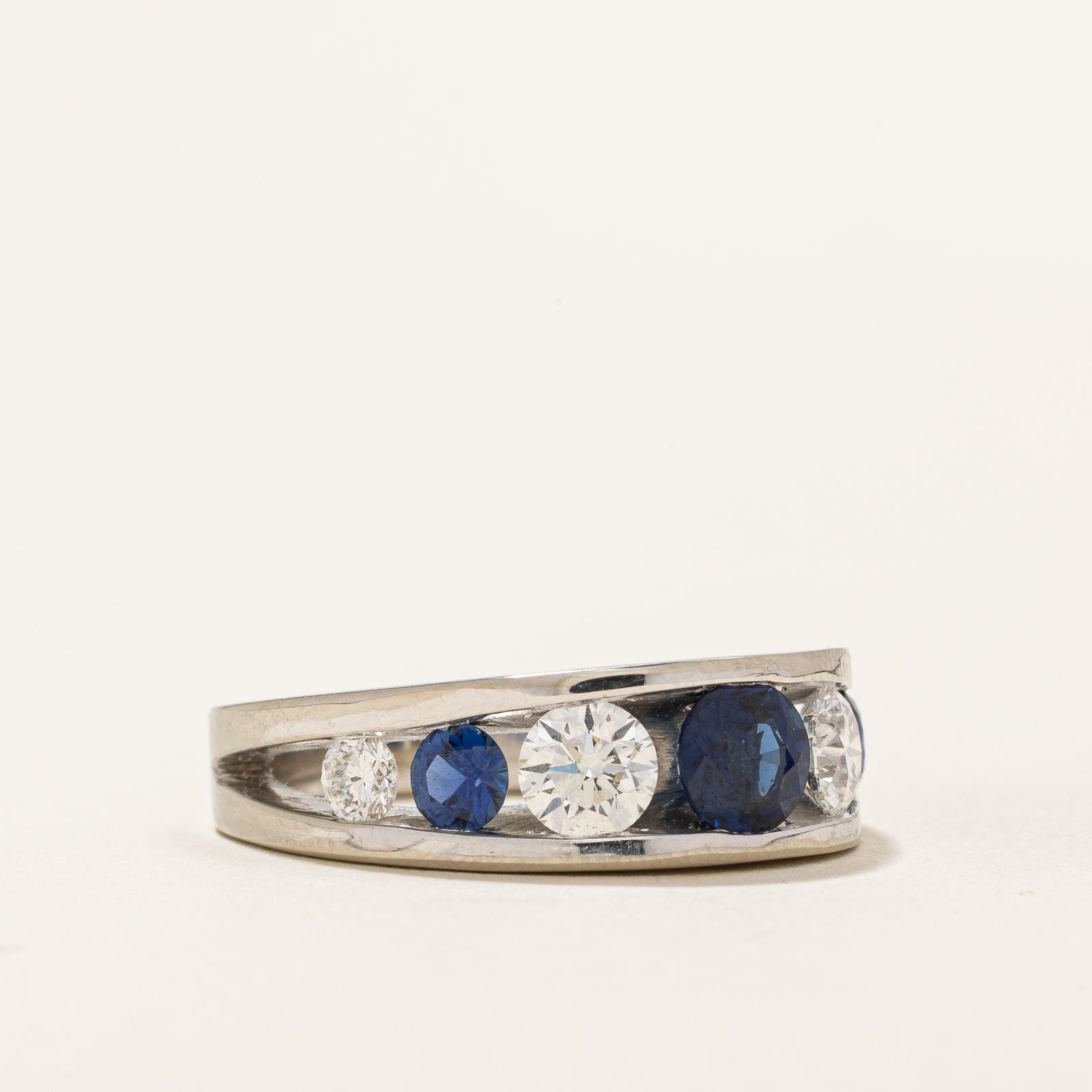 1.00ctw Sapphire & Diamond Tension Set Ring - Size 6.5 | Elegant Blue Gemstone Engagement Wedding Band | Perfect for Proposals, Anniversaries & Special Occasions