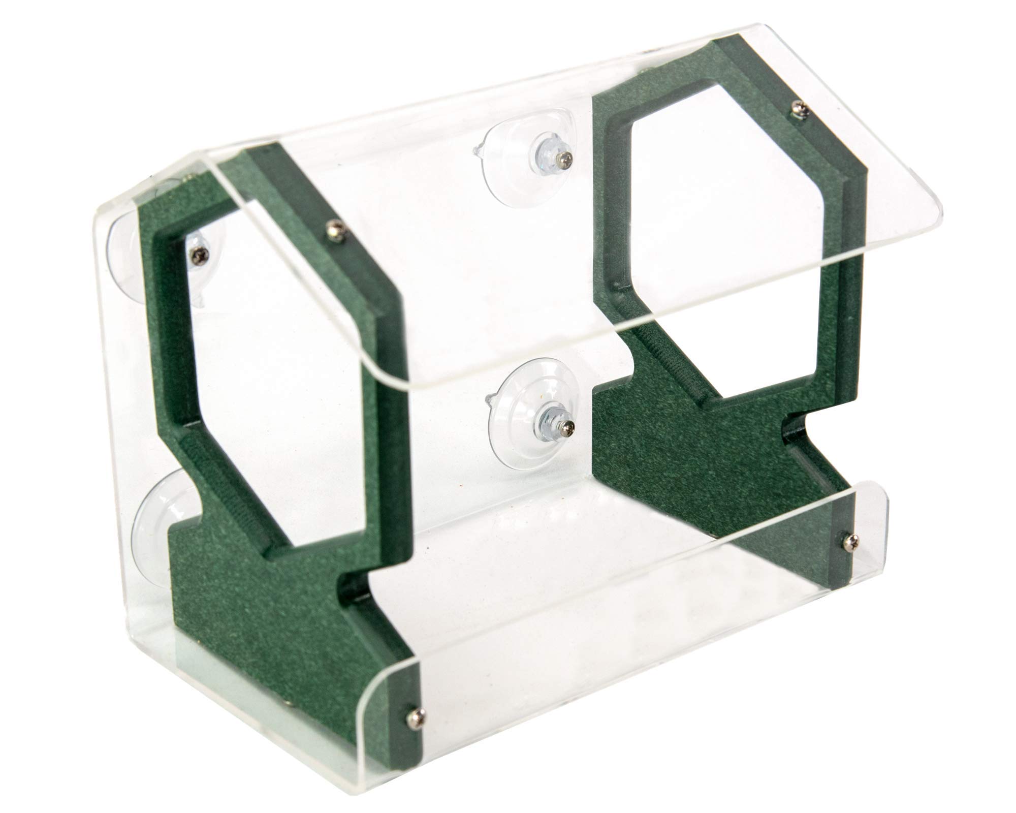 JC's Wildlife Geometric Diner 9 Window Bird Feeder - Easy to Clean & Fill, 3 Cups Seed Capacity - Clear Acrylic with Strong Suction Cups (Green) - Perfect for Bird Watching at Home, Office or Garden Windows