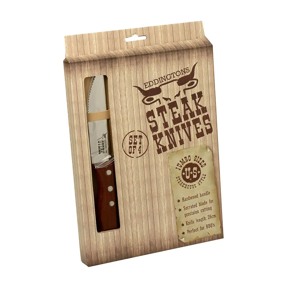 Premium Jumbo Steak Knives Set - 8 Inch Extra Large Serrated Blades for Cutting Thick Meats - Perfect for Steakhouse, BBQ, and Fine Dining at Home
