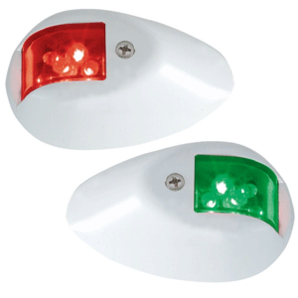 Perko LED Navigation Side Lights - Red/Green Marine Boat Lights - 12V Waterproof LED Lights with White Epoxy Coated Housing - Perfect for Boats, Yachts & Marine Vessels Navigation Safety