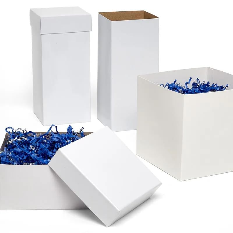 White 8 x 8 x 1.5 Inch Glossy Gift Box Lids - Bulk Pack of 25 | Foldable Present Box Toppers for Christmas, Birthdays & Party Favors | Perfect for Holiday Wrapping, Wedding Favors & Gift Packaging