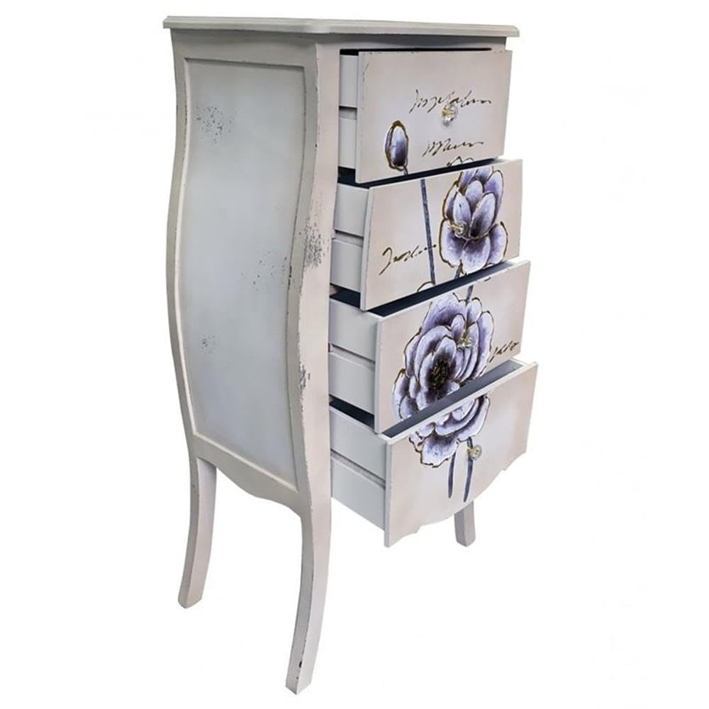 Jeco 4-Drawer Wooden Cabinet - Natural Finish, Solid Wood Storage Organizer for Bedroom, Living Room, or Office
