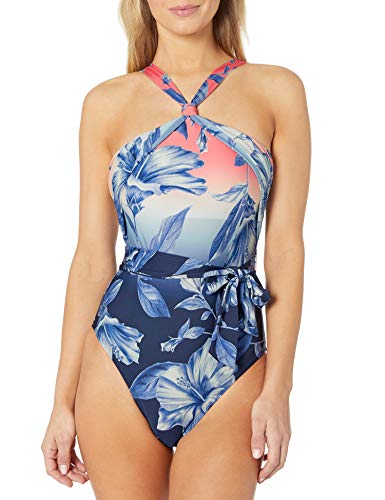 La Blanca Women's Draped High Neck One Piece Swimsuit - Sexy Tummy Control Bathing Suit for Women, Plus Size Swimwear for Beach, Pool & Vacation