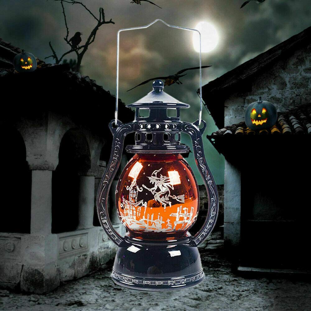 Halloween LED Flame Lamp - Hanging Pumpkin Castle Witch Light for Party Decorations | Spooky Indoor & Outdoor Halloween Decor for Home, Yard, and Haunted House Themes