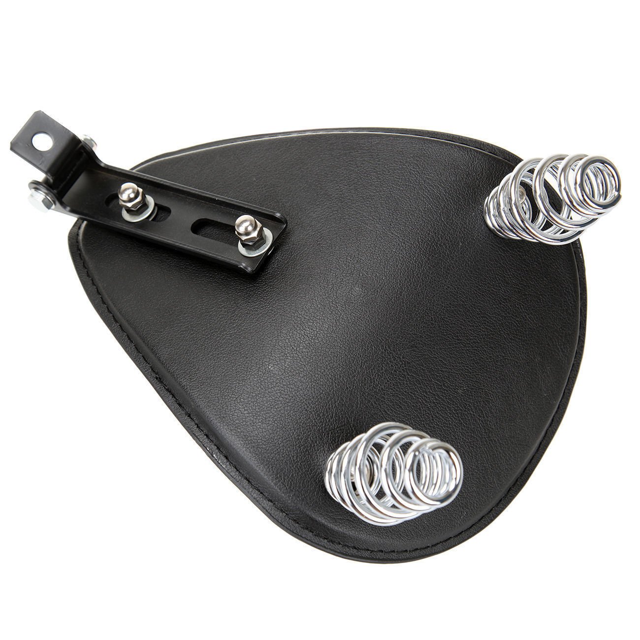 Black Motorcycle Solo Seat with Silver Mounting Spring & Bracket for Honda Yamaha Kawasaki Suzuki - Perfect for Chopper Bobber Custom Bike Upgrades & Replacement Parts