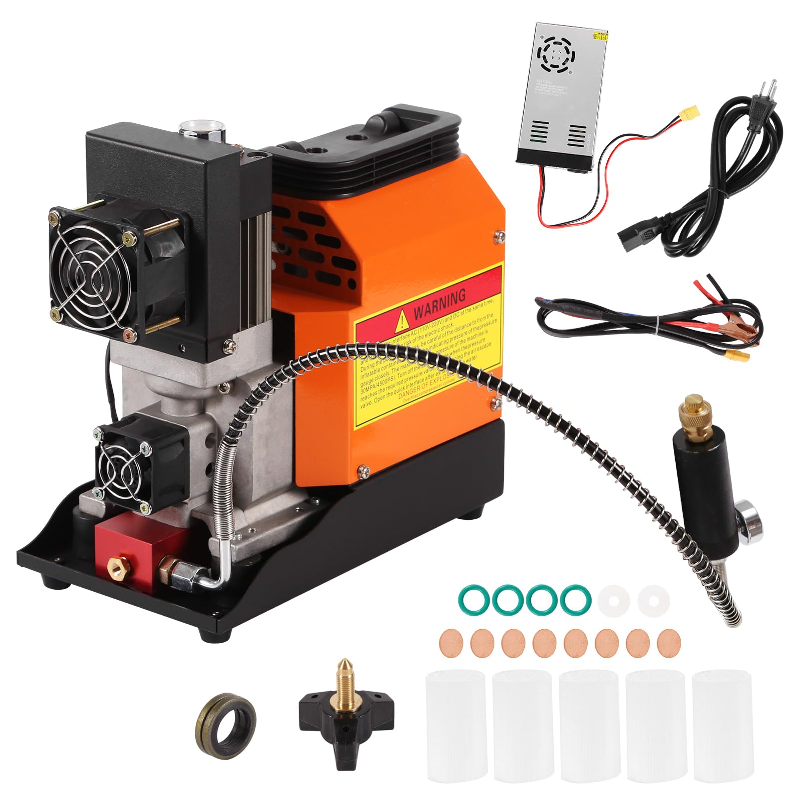 4500PSI High Pressure PCP Air Compressor - 12V DC & 110V AC Dual Power with Built-in Converter | Oil-Free Water-Free HPA Compressor for Paintball Guns, Air Rifles, Scuba Tanks | Portable Airgun Charger for Hunting, Shooting Sports & Outdoor Activities