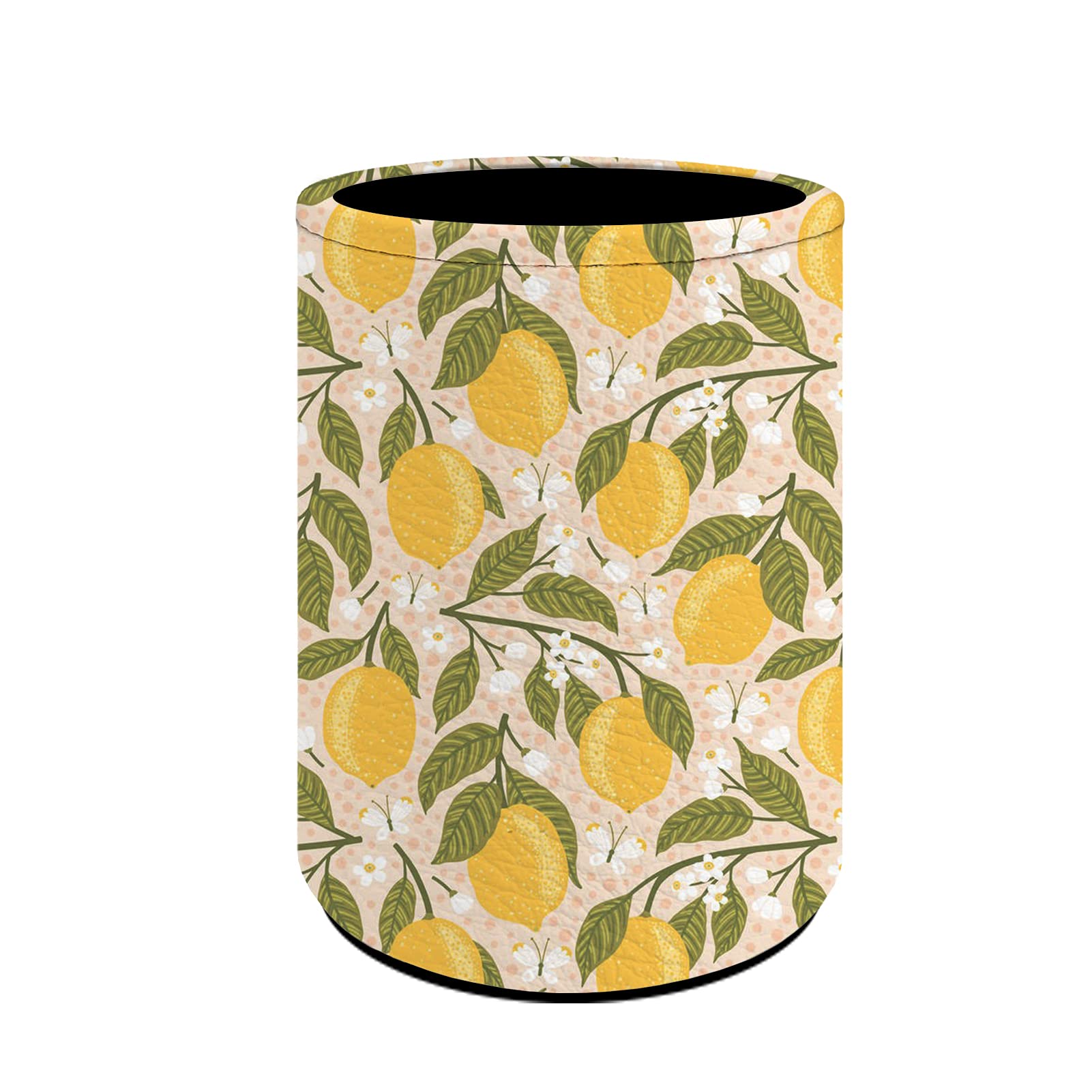 Yellow Lemon Print Pen Holder - Desk Organizer for Office & School Supplies
