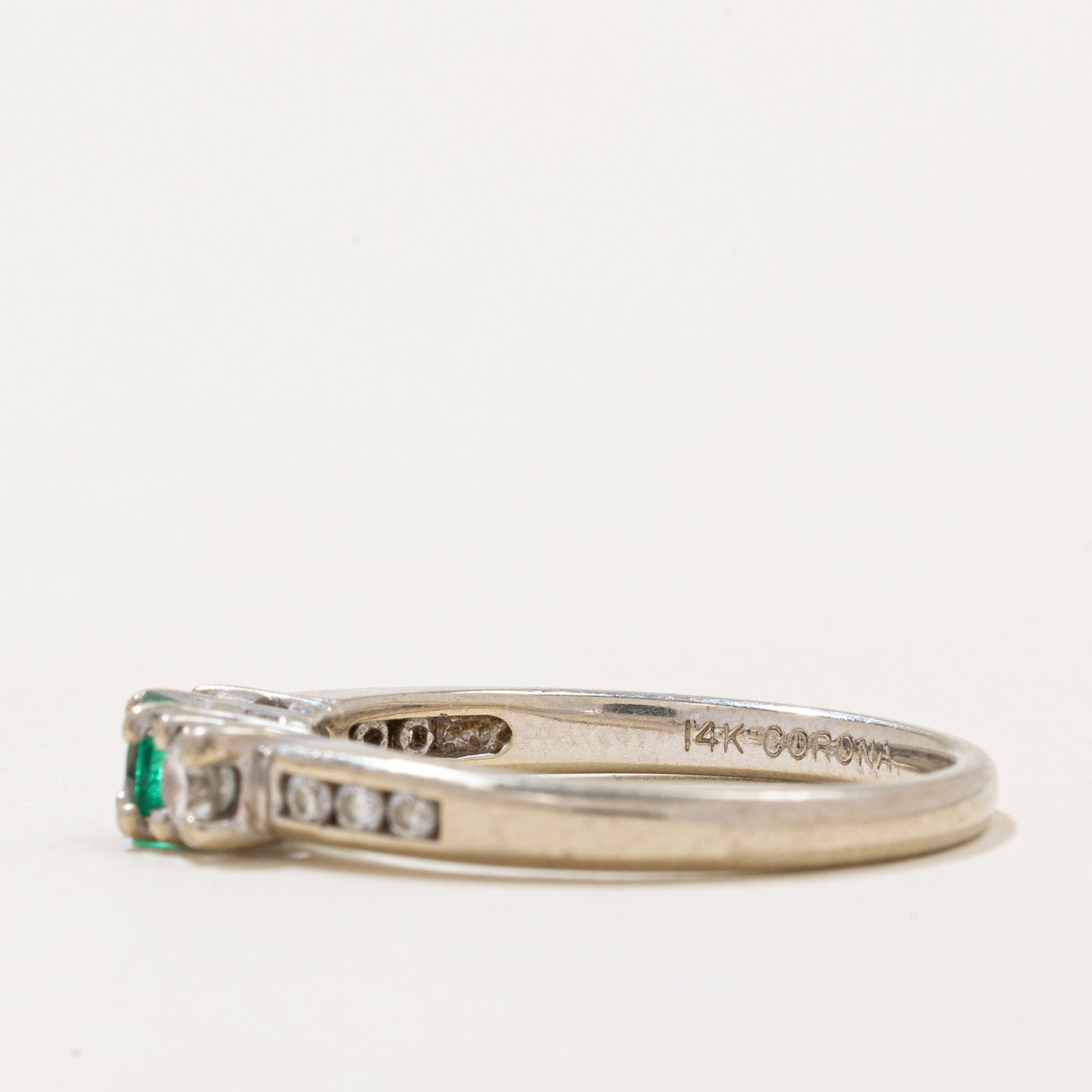 Emerald & Diamond Ring - 0.24ct Emerald & 0.26ctw Diamond Engagement Ring, Size 6.75, 14K Gold Wedding Band for Women, Perfect for Proposals, Anniversaries & Special Occasions