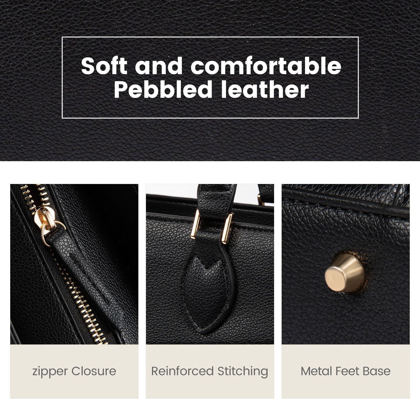 LOVEVOOK Women's Pebbled Leather Crossbody Handbag - Stylish Black Satchel Purse for Everyday Use, Work & Travel
