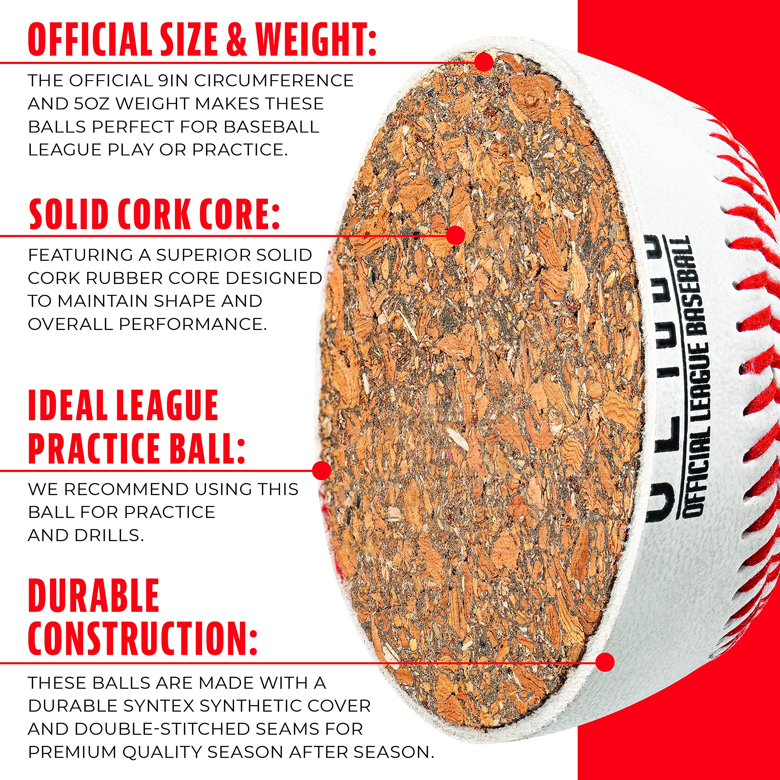 Franklin Sports Official Baseballs - 6 Pack with Mesh Storage Bag for Baseball Practice, Games & Training | Perfect for Little League, MLB & Youth Baseball Players