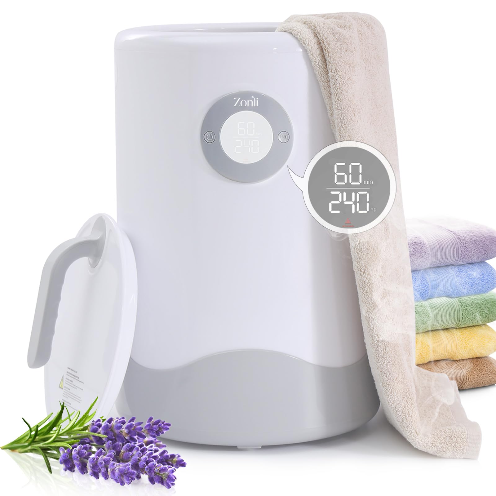 Premium ZonLi Towel Warmer - Large Luxury Heated Towel Warmer Bucket for Bathroom with Auto Shut-Off & Adjustable Timer | Holds 2 Oversized Towels, Blankets & Bathrobes | Includes Scented Discs | Perfect for Spa, Hotel & Home Relaxation