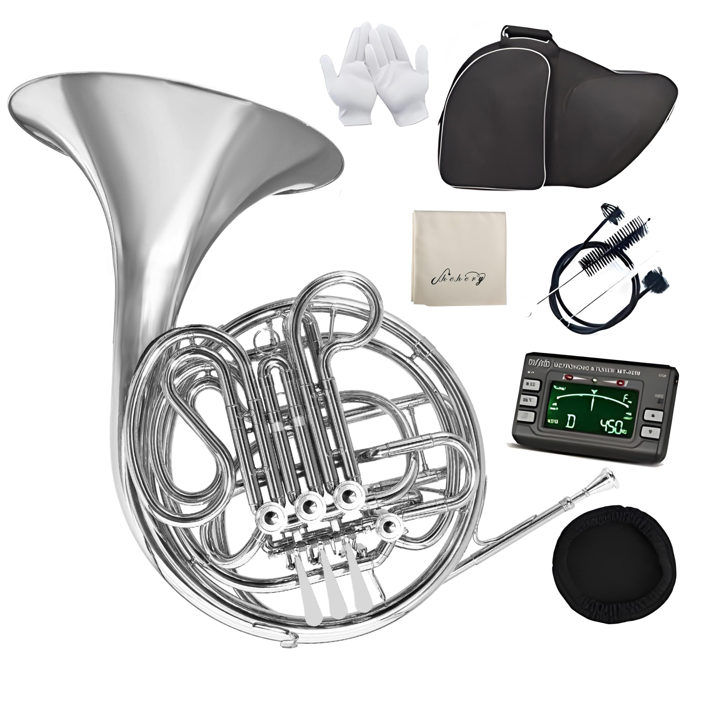 Bb/F Double French Horn 4 Keys Nickel & Gold Lacquer - for Band & Orchestra