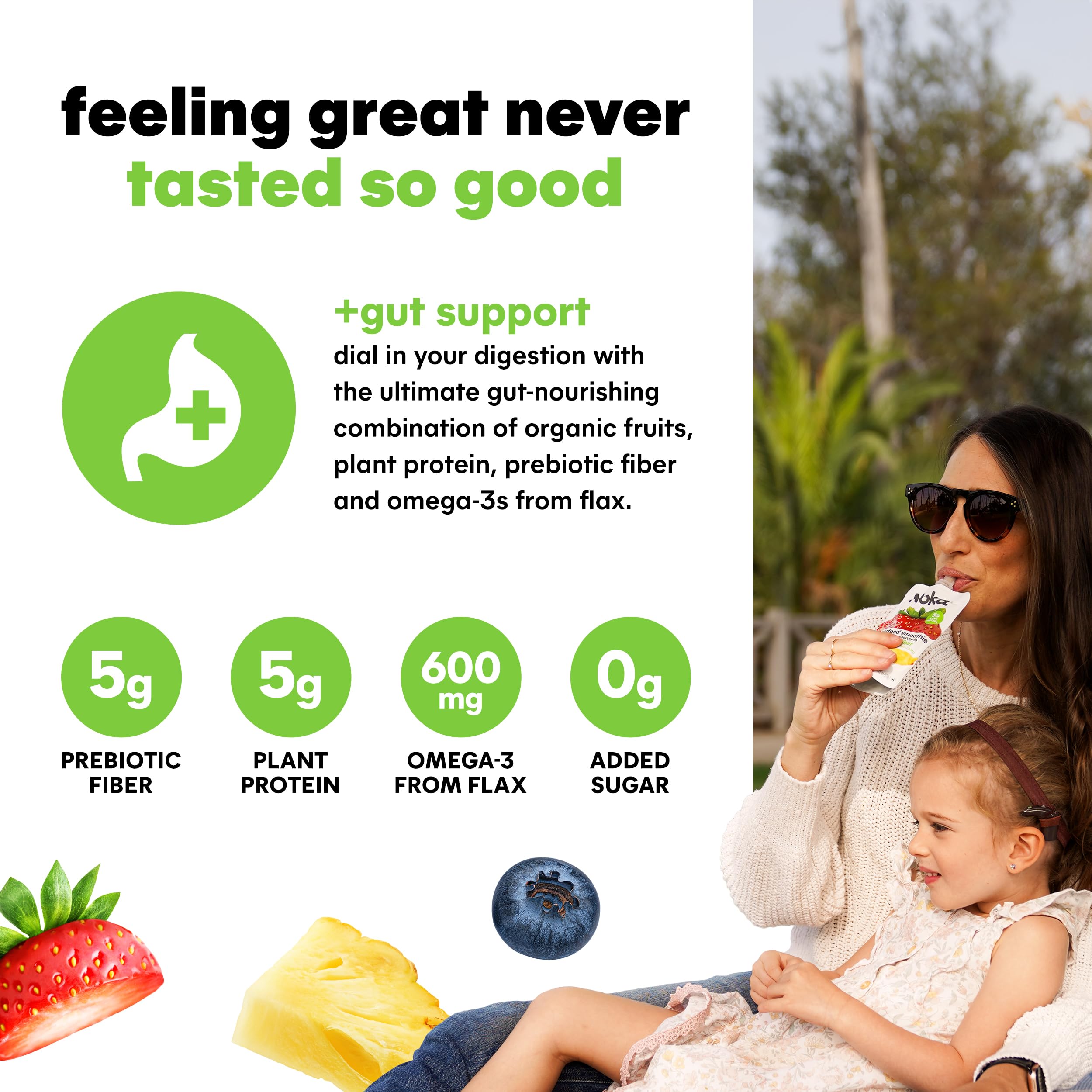 Noka Superfood Fruit Smoothie Pouches Variety Pack - Healthy Vegan Snacks with Flax Seed, Plant Protein & Prebiotic Fiber | Gluten-Free, Organic Squeeze Pouch (4.22 oz, 12 Count) | Perfect for On-the-Go Nutrition, Kids Lunchboxes & Post-Workout Recovery