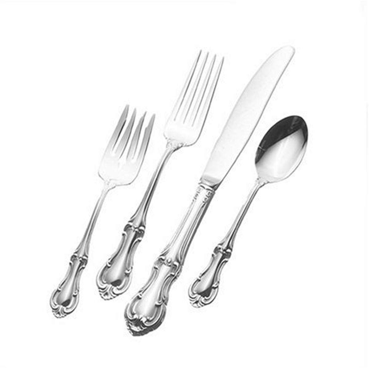 Joan of Arc 4-Piece Flatware Set - Stainless Steel Dinnerware Cutlery for Everyday Use, Formal Dining & Gift Giving