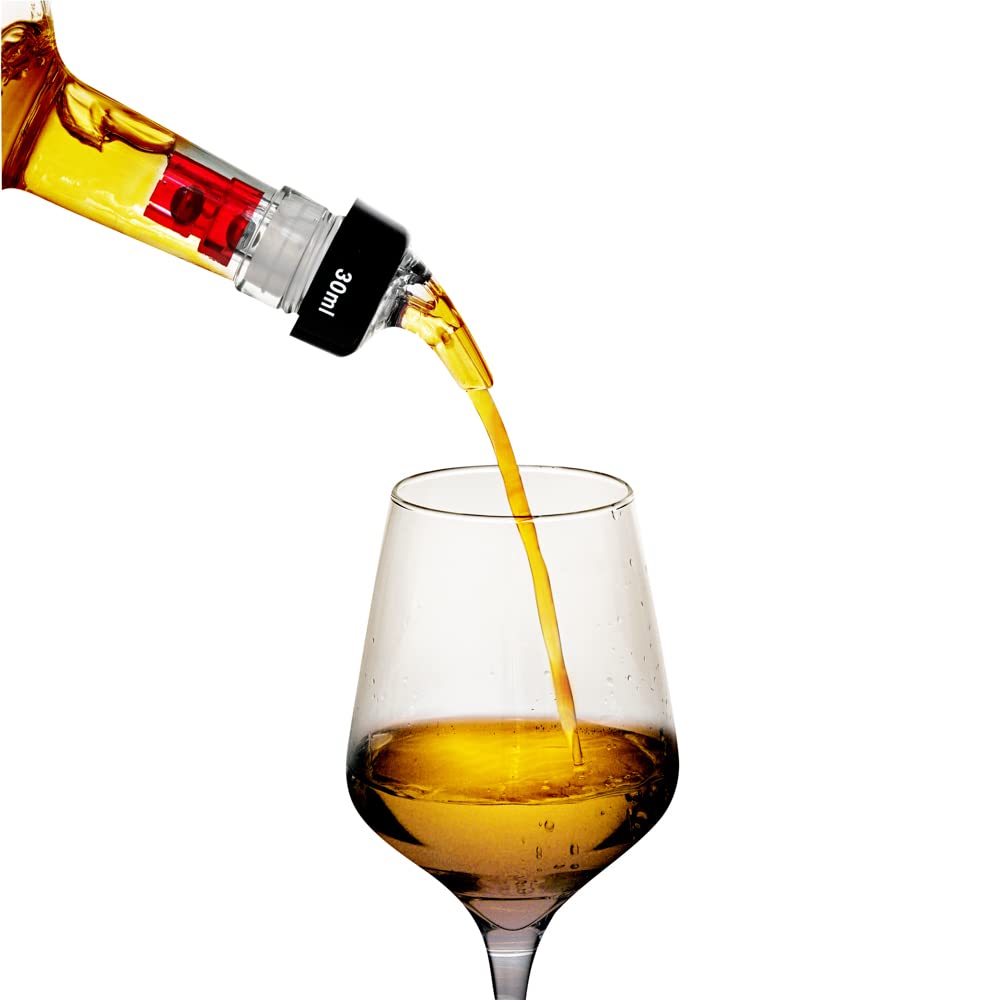 Restaurantware Bar Lux 1 Ounce Liquor Pour Spouts - 50 Pack Leak-Proof Measured Pourers for Alcohol Bottles | Fast Pouring Red Plastic Spouts for Bars, Restaurants & Home Use | Perfect for Cocktail Making, Bartending & Kitchen Organization