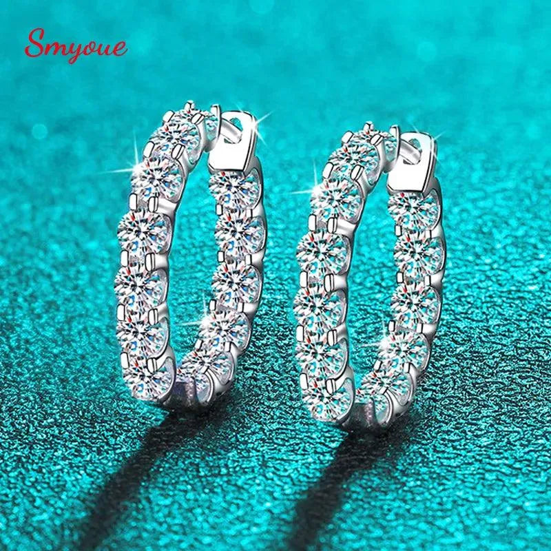 18K Gold Plated 2.6CT Moissanite Hoop Earrings for Women | 925 Sterling Silver Wedding & Party Jewelry | Elegant Gift for Anniversary, Bridal Shower & Special Occasions