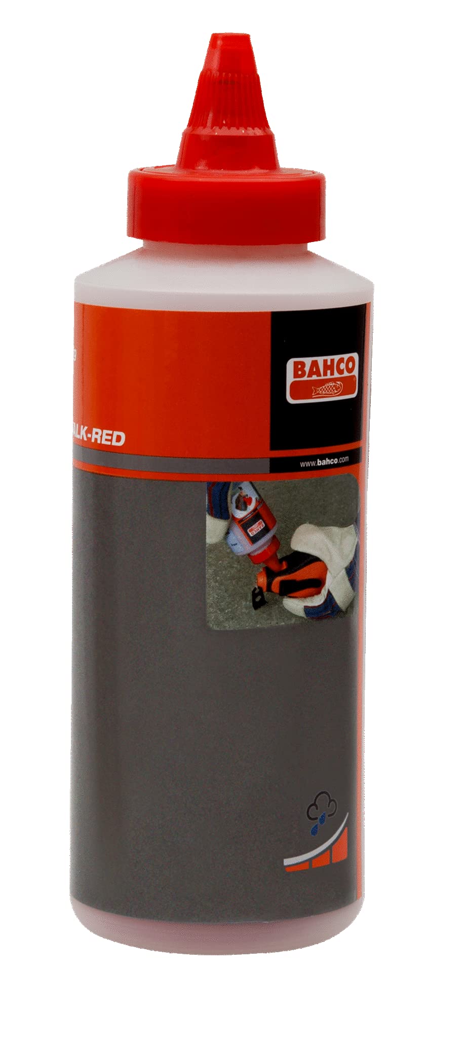 Bahco BAHCLRED Red Chalk Powder Tube - 227g (8oz) for Construction, Carpentry & DIY Marking | High Visibility & Durable Chalk Line Tool